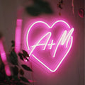 Customized Neon Wedding Sign - Initials + Heart or Circle